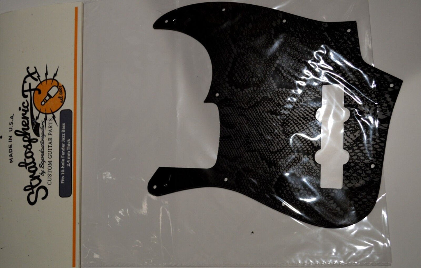 Custom Jazz Bass Pickguard J Bass Scratch Plate Black Snakeskin Fits Fender
