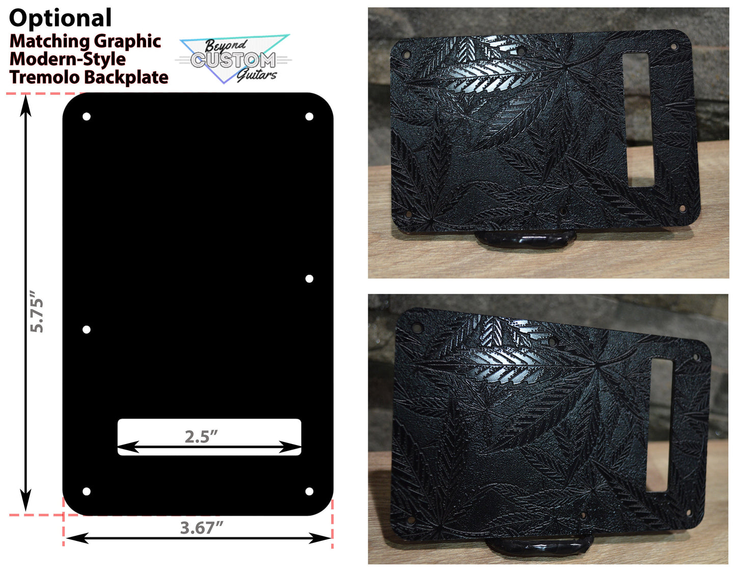 Custom Black Pot Leaf Textured Pickguard - Fender Stratocaster Parts USA Made