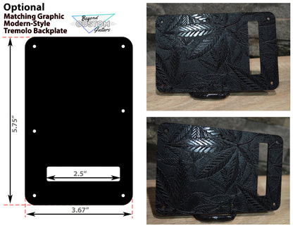 Custom Black Pot Leaf Textured Pickguard - Fender Stratocaster Parts USA Made