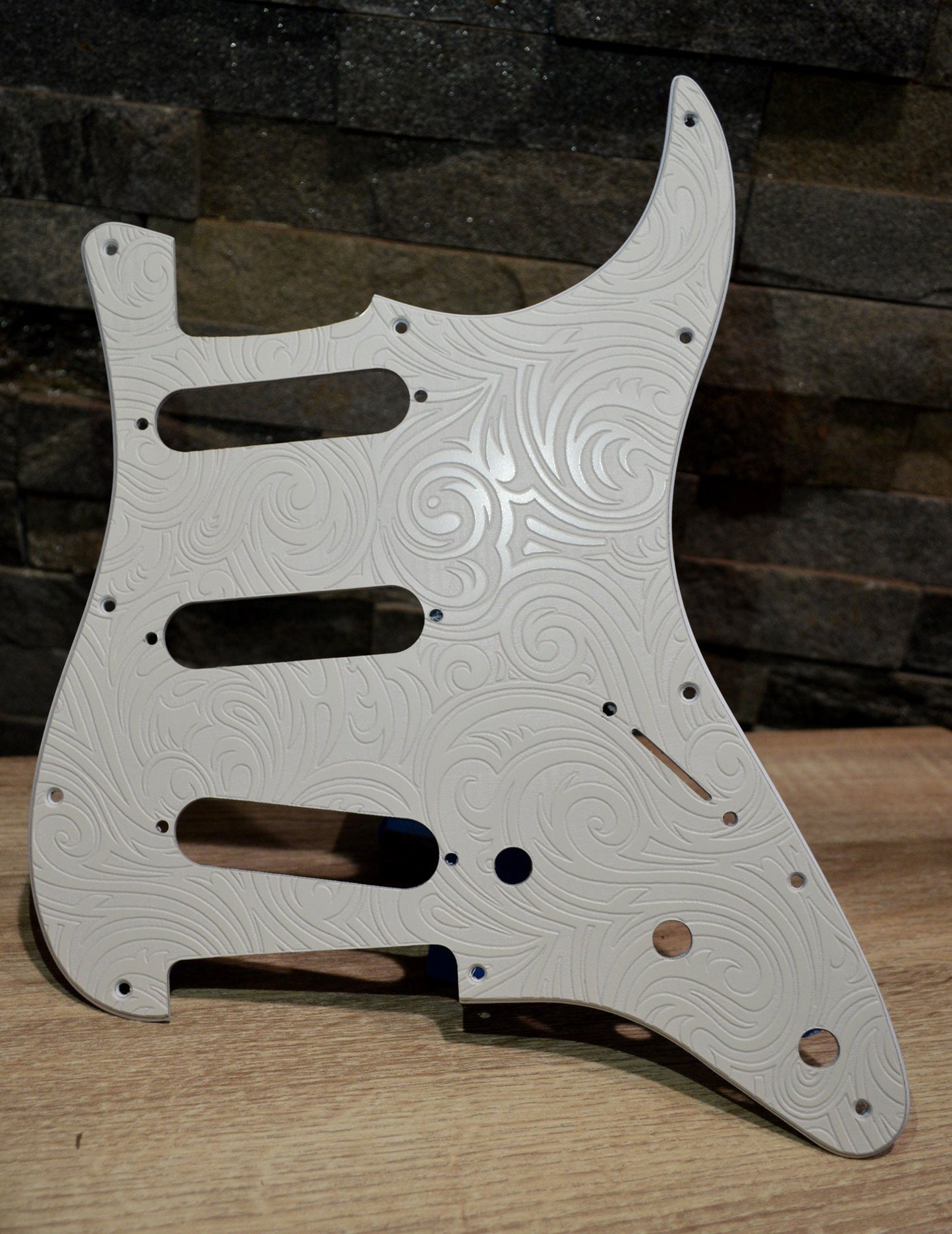 White Spiral Textured Pickguard - Fits Fender Stratocaster - USA Made