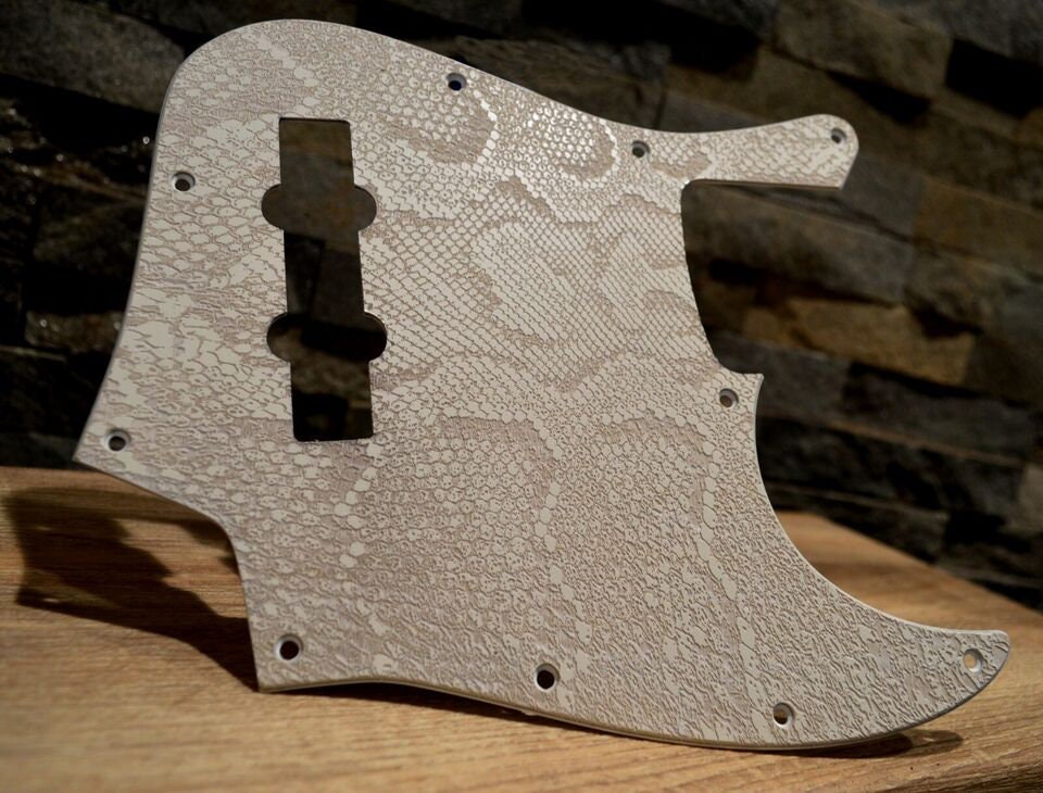 Custom Jazz Bass Pickguard J Bass Scratch Plate Ash White Snakeskin Fits Fender