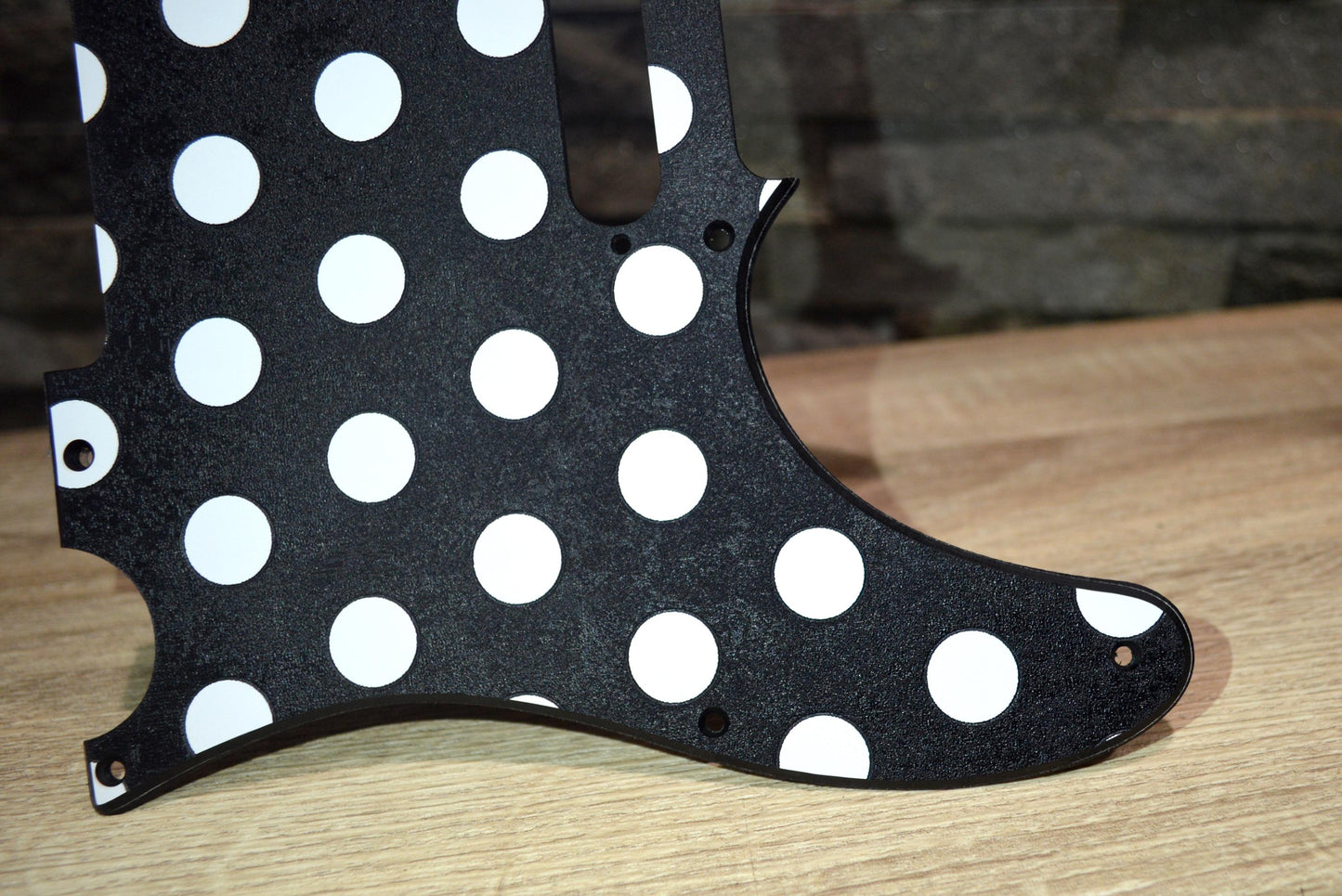 Custom Black and White Polka Dot Textured Pickguard - Fender Telecaster Parts