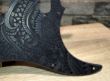 Black Hallucinogenic Snakes Textured Pickguard - Fender Stratocaster - USA