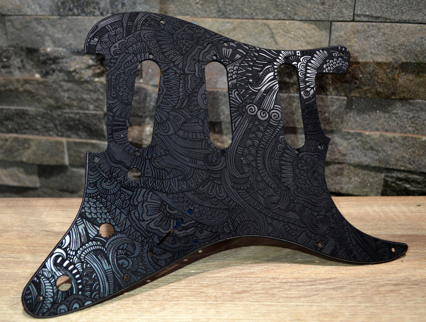 Black Hallucinogenic Snakes Textured Pickguard - Fender Stratocaster - USA