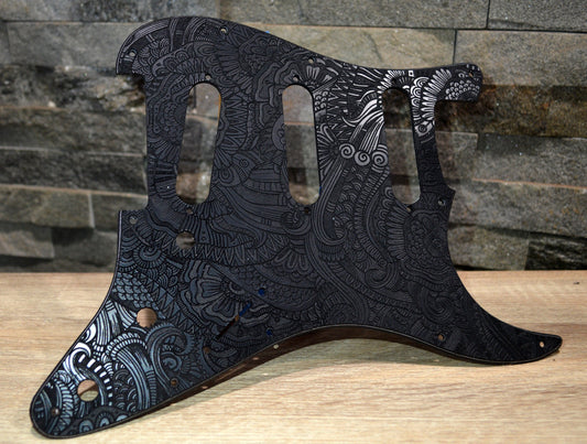 Black Hallucinogenic Snakes Textured Pickguard - Fender Stratocaster - USA