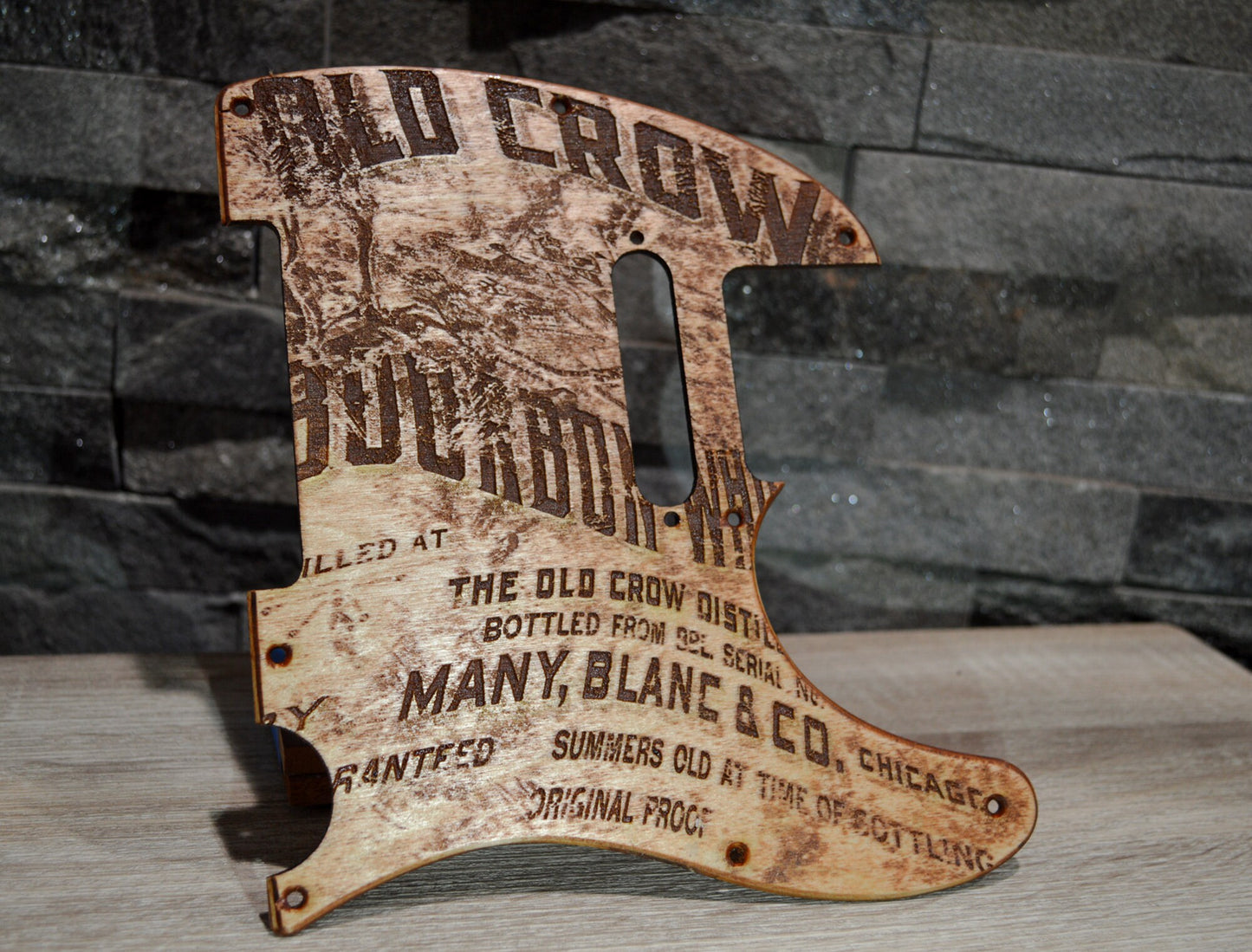 Custom Distressed Old Crow Bourbon Pickguard - Fits Fender Telecaster - USA Made