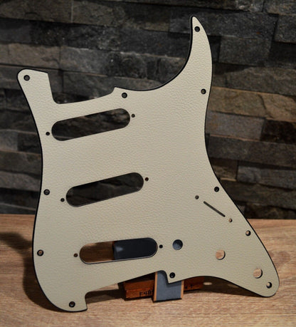 Faux White Leather Textured Pickguard - Fits Fender Stratocaster - USA Made