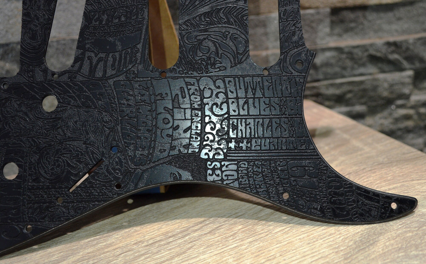 Black Fillmore 60's Art Textured Pickguard - Fender Stratocaster - USA