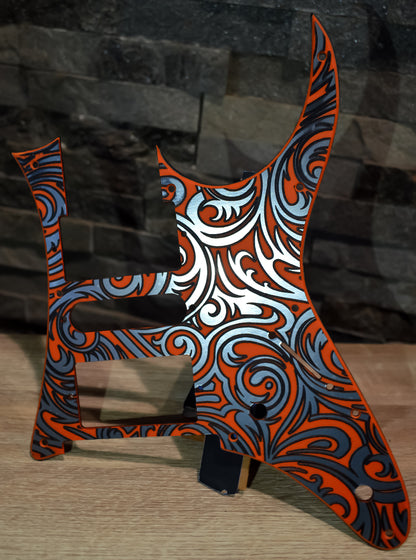 Custom Textured Orange tri-color Faux Stainless Steel Pickguard IBANEZ JEM or RG550 Japan - Plastic