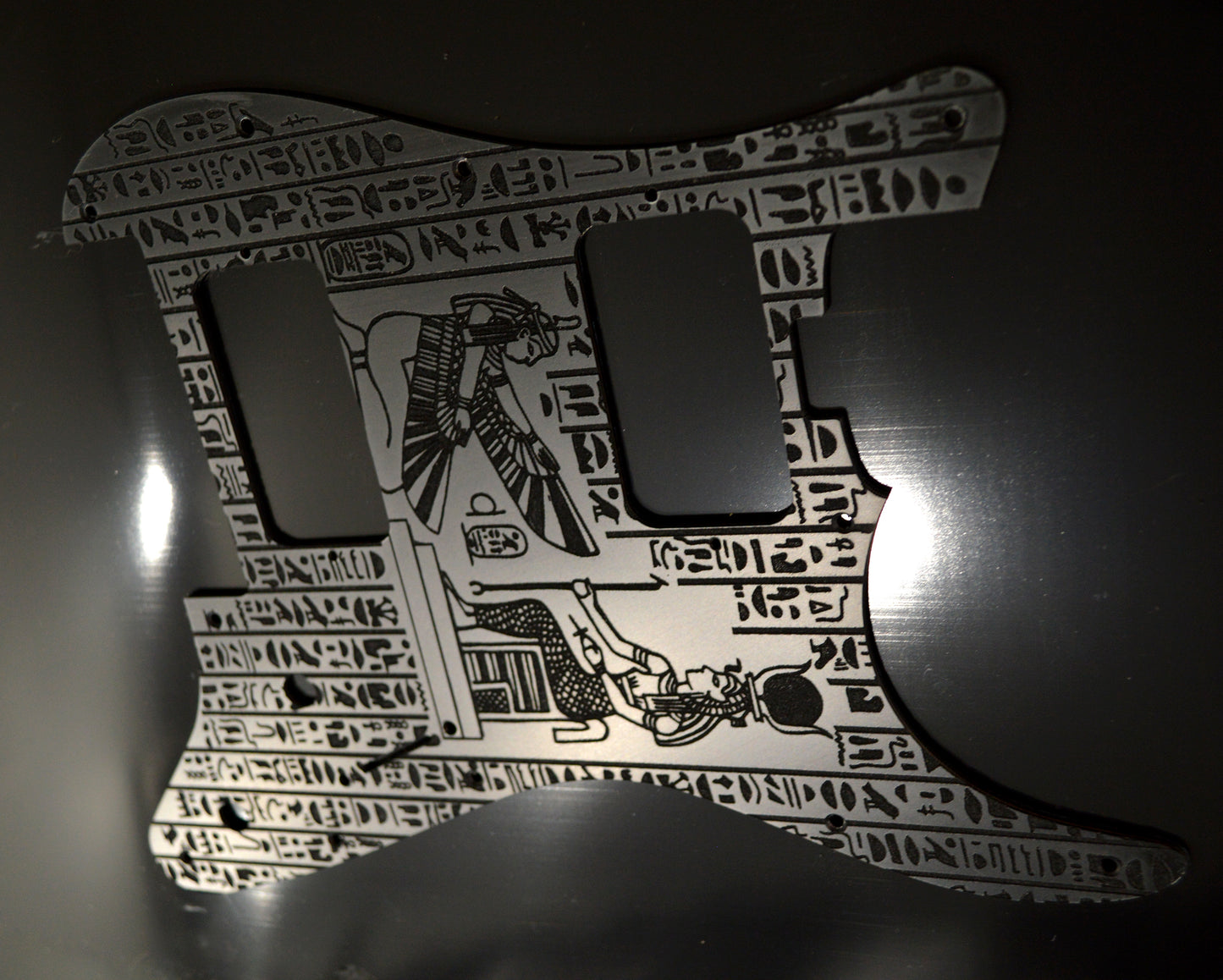 Engraved Egyptian Hieroglyph San Dimas MIM style Pickguard for Charvel Pro‑Mod (3‑Ply Acrylic)
