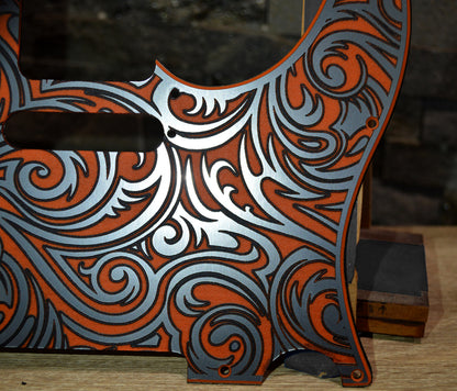 Orange Faux Stainless Steel Spiral Textured Pickguard - Fits Fender Telecaster - USA Made - Acrylic Plastic