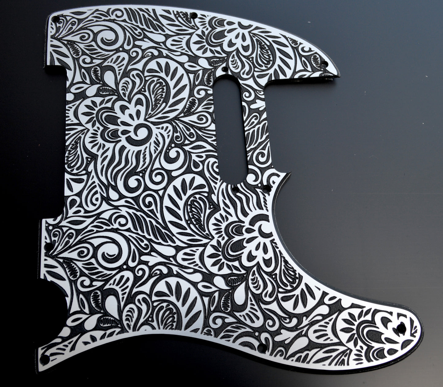 Faux Brushed Aluminum Paisley Laser Engraved Telecaster Pickguard - Industrial Stylish Guitar Art - Custom Made (Copy)