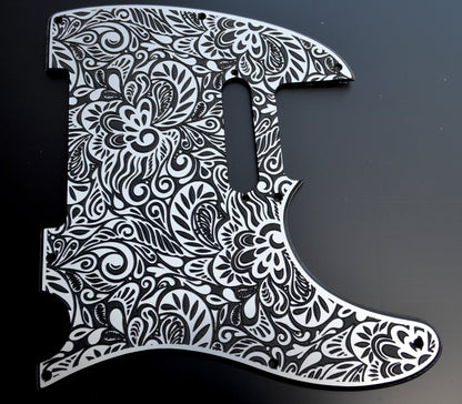 Faux Brushed Aluminum Paisley Laser Engraved Telecaster Pickguard - Industrial Stylish Guitar Art - Custom Made (Copy)