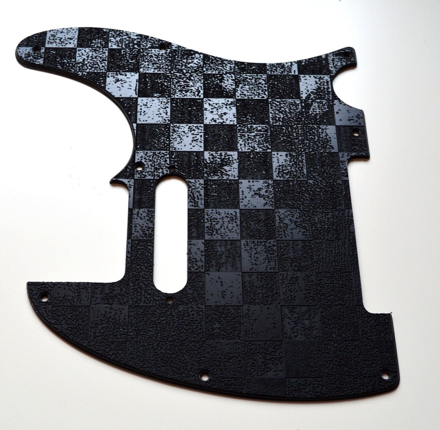 Black Distressed Checker Textured Pickguard - Fits Fender Telecaster - USA Made