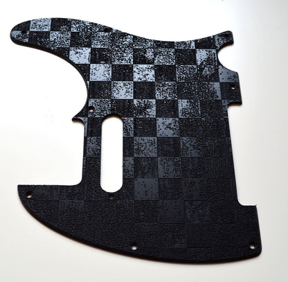 Black Distressed Checker Textured Pickguard - Fits Fender Telecaster - USA Made