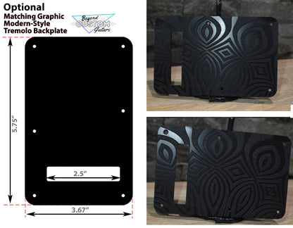 Custom Black Yinyang Textured Pickguard - Fits Fender Stratocaster - USA Made