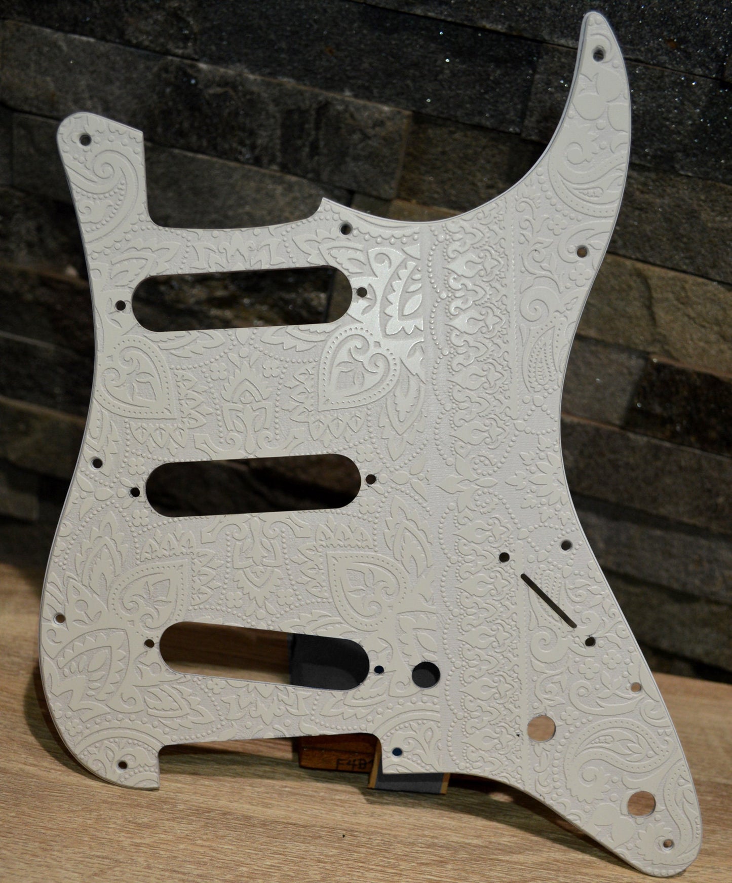 Custom White Paisley Print Pickguard - Fender Stratocaster -USA - SSS, HSS, HxH