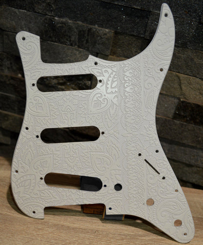 Custom White Paisley Print Pickguard - Fender Stratocaster -USA - SSS, HSS, HxH