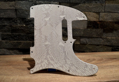 Custom White Snakeskin Textured Pickguard - Fits Fender Telecaster - USA Made