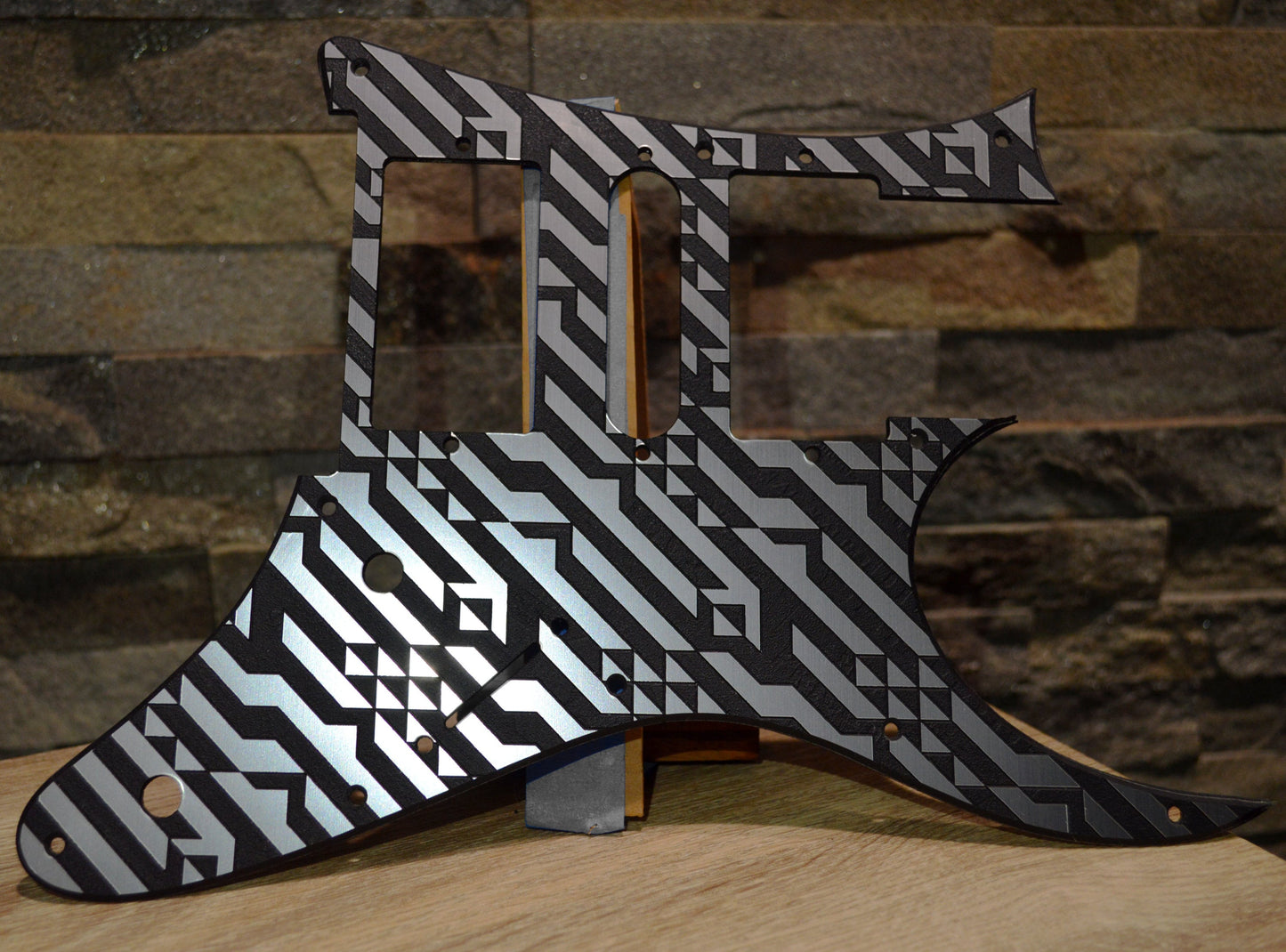 Custom Faux Brushed Metal Mosaic Pickguard IBANEZ JEM or RG550 Japan - Plastic