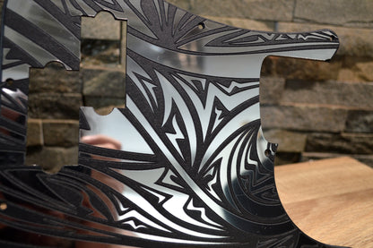 Faux Mirrored Chrome Striped Standard P Bass Pickguard Precision Bass 13 hole Fits Fender USA