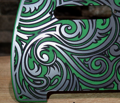 Green Faux Stainless Steel Spiral Textured Pickguard - Fits Fender Telecaster - USA Made - Acrylic Plastic (Copy)
