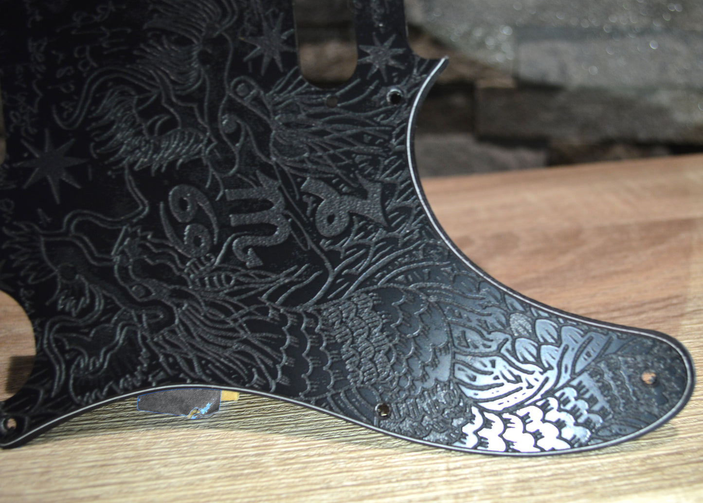 Graffiti‑Style Zeppelin Tele Pickguard — Dragon Scales & Handwritten Kashmir- Fits Fender Telecaster