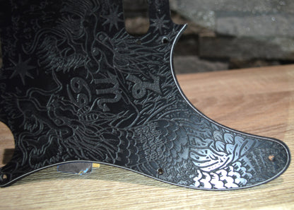 Graffiti‑Style Zeppelin Tele Pickguard — Dragon Scales & Handwritten Kashmir- Fits Fender Telecaster