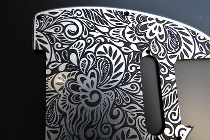 Faux Brushed Aluminum Paisley Laser Engraved Telecaster Pickguard - Industrial Stylish Guitar Art - Custom Made (Copy)