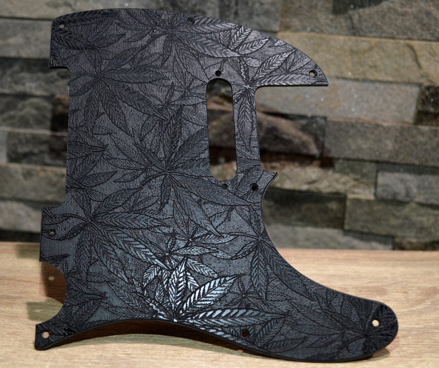 Custom Black Cannabis Textured Pickguard - Fits Fender Telecaster - USA Made