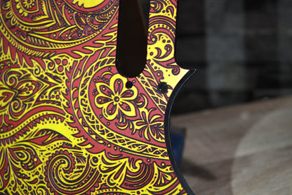 3 color- Red/Yellow Classic Paisley Engraved Telecaster Pickguard - Textured Art for Fender Guitar USA Made