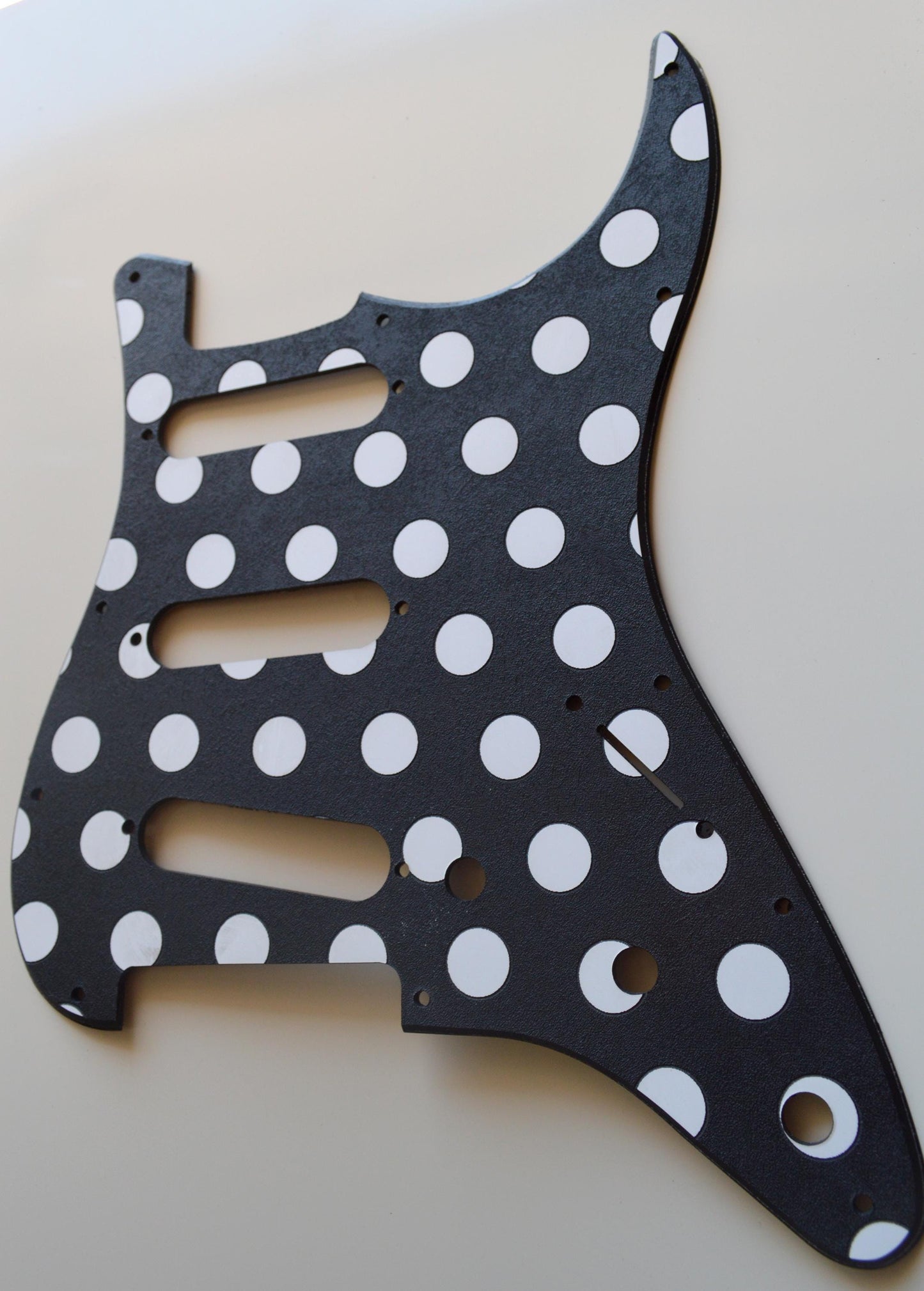 Custom Black and White Polka Dot Textured Pickguard - Fender Stratocaster Parts