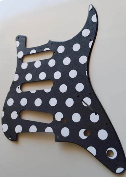 Custom Black and White Polka Dot Textured Pickguard - Fender Stratocaster Parts