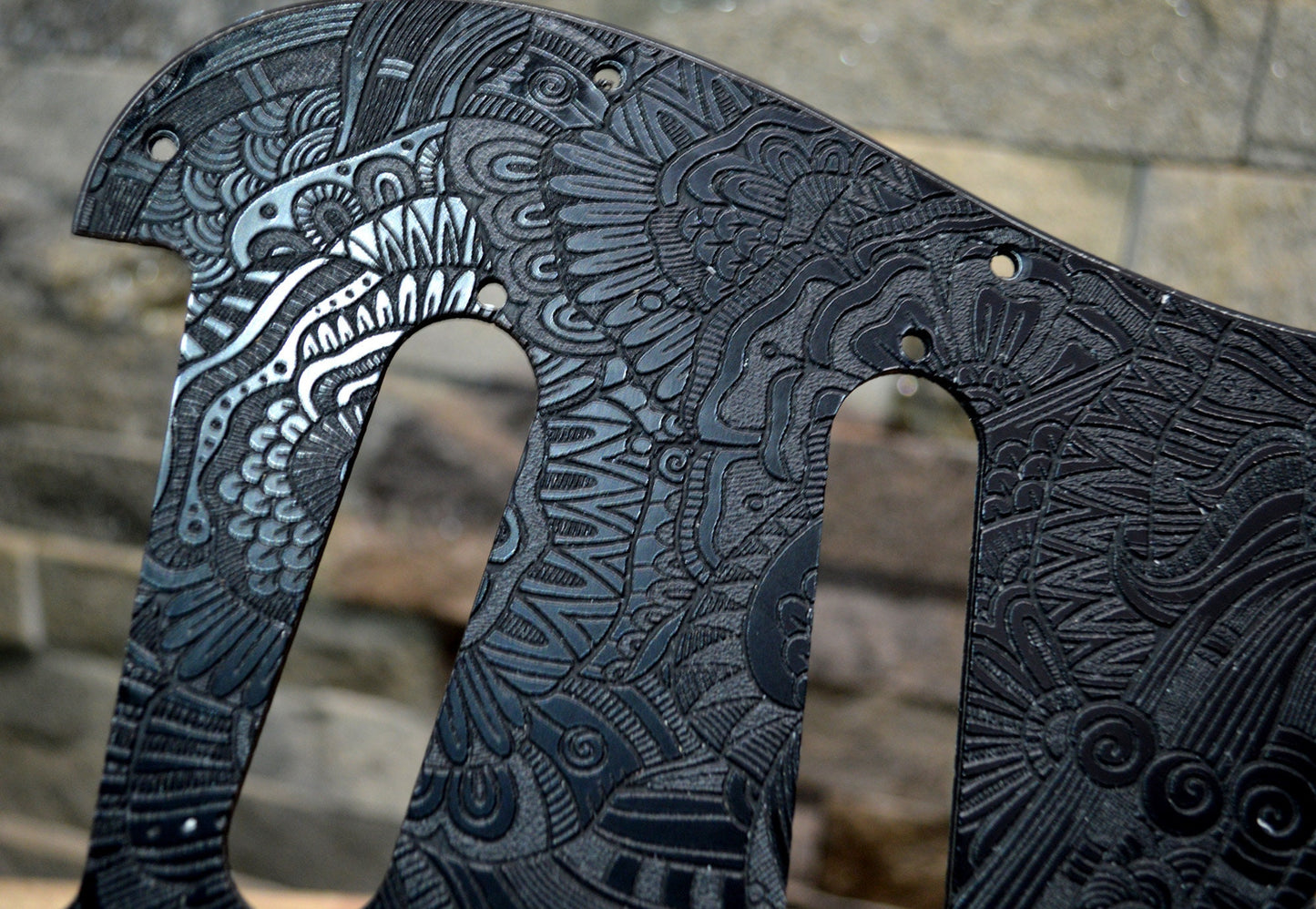 Black Hallucinogenic Snakes Textured Pickguard - Fender Stratocaster - USA