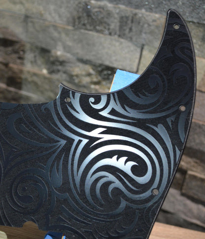 Custom Jazz Bass Pickguard J Bass Scratch Plate Black Double Textured Swirl Fits Fender USA