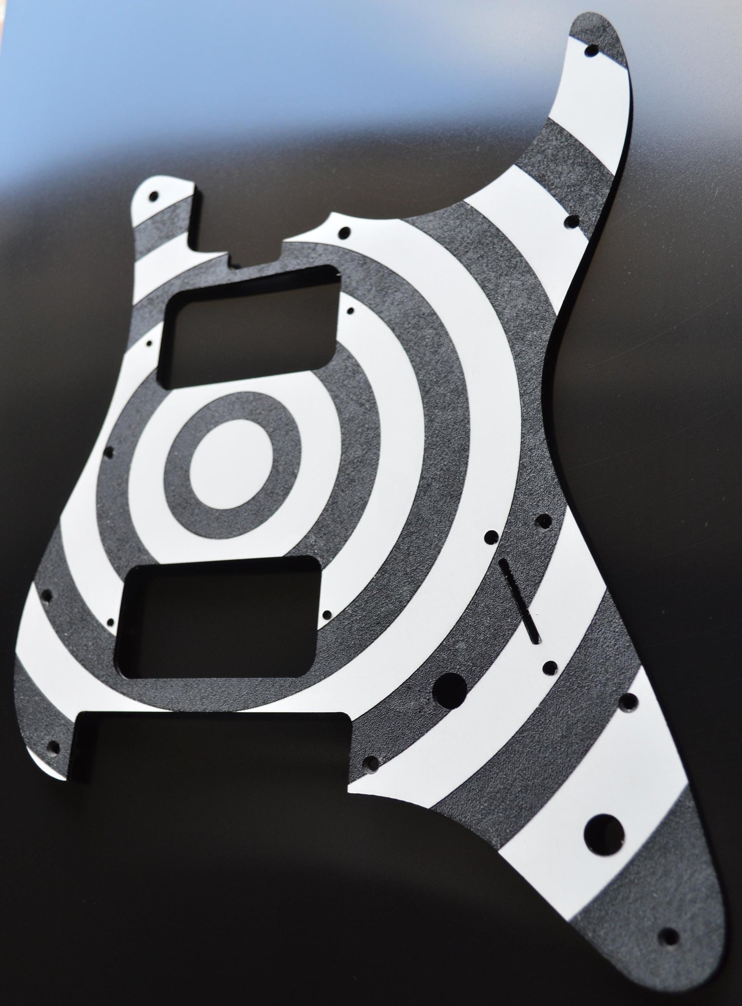Black and White Textured Bullseye Pickguard for Charvel Pro-Mod So-Cal  Floyd Rose