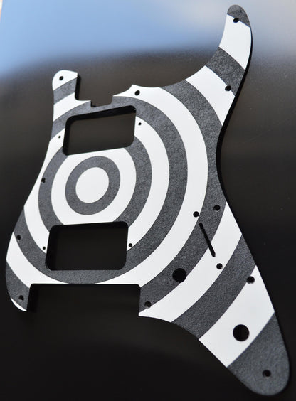 Black and White Textured Bullseye Pickguard for Charvel Pro-Mod So-Cal  Floyd Rose