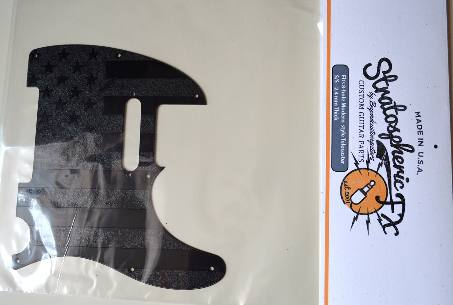 American Flag Textured Pickguard Black - Fits Fender Telecaster - USA Made