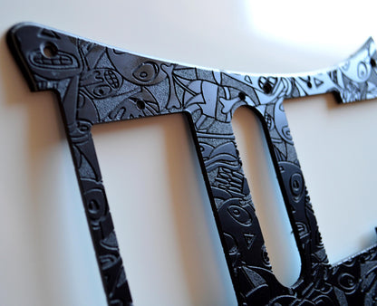 Custom Textured Black Donnie Hunt Faces Pickguard IBANEZ JEM or RG550 Japan