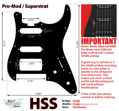 Black Textured Snakeskin Pickguard for Charvel Pro-Mod So-Cal  Floyd Rose