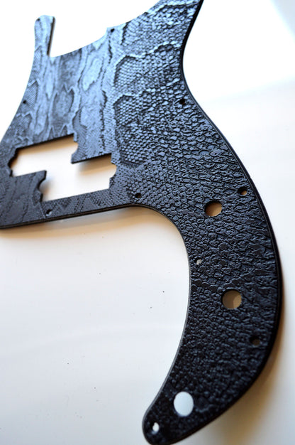 Custom Black Snakeskin Standard P Bass Pickguard Precision Bass 13 hole Fits Fender USA