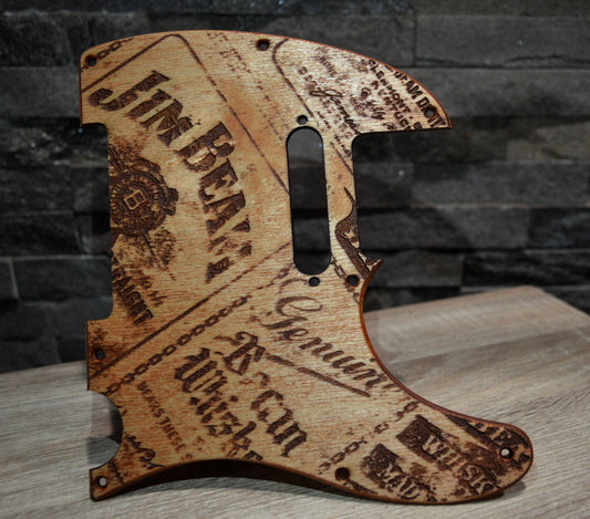 Distressed Vintage Jim Beam Label Pickguard - Fits Fender Telecaster - USA Made