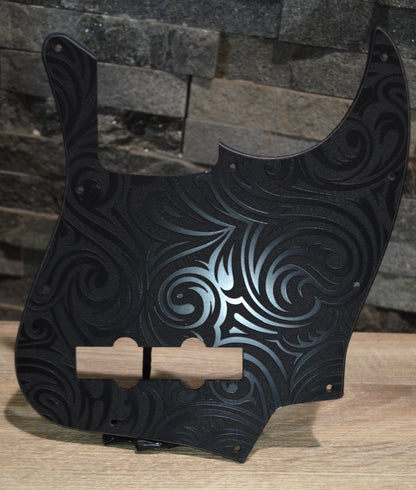 Custom Jazz Bass Pickguard J Bass Scratch Plate Black Double Textured Swirl Fits Fender USA