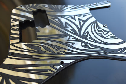 Faux Mirrored Chrome Striped Standard P Bass Pickguard Precision Bass 13 hole Fits Fender USA