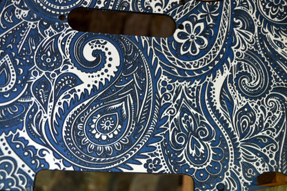 3 color- blue/White Classic Paisley Engraved Telecaster Pickguard - Textured Art for Fender Guitar USA Made