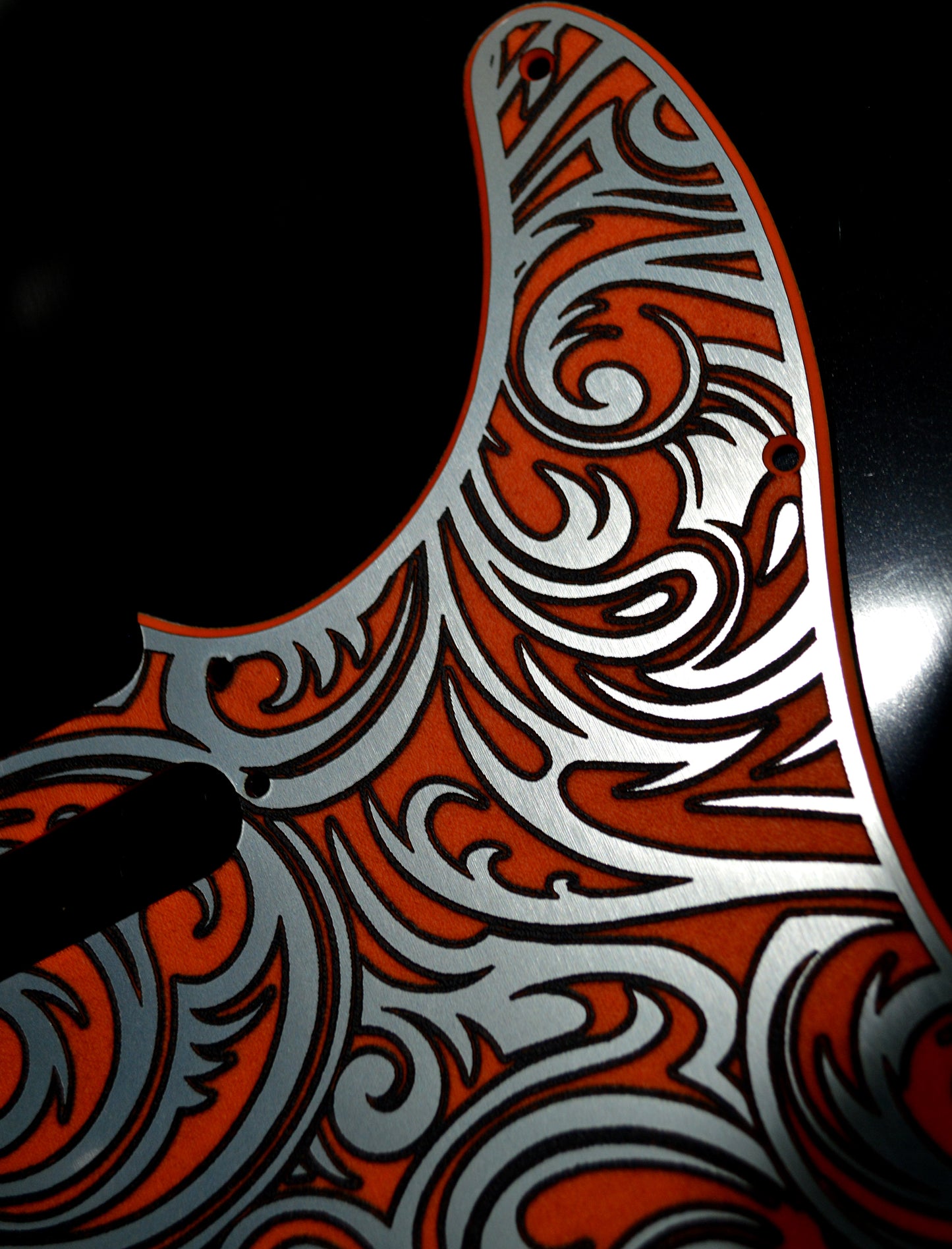 Orange Faux Stainless Steel Spiral Textured Pickguard - Fits Fender Telecaster - USA Made - Acrylic Plastic