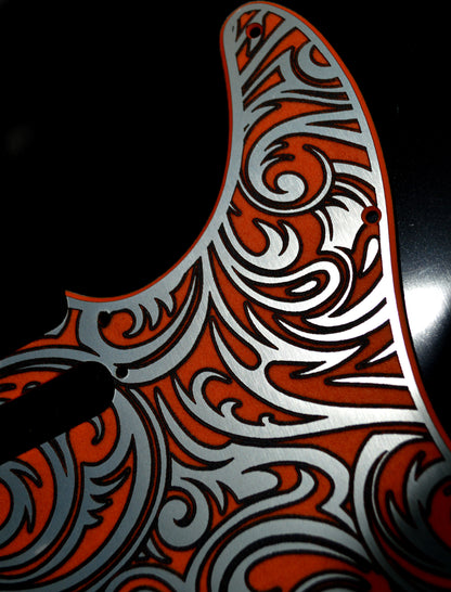 Orange Faux Stainless Steel Spiral Textured Pickguard - Fits Fender Telecaster - USA Made - Acrylic Plastic