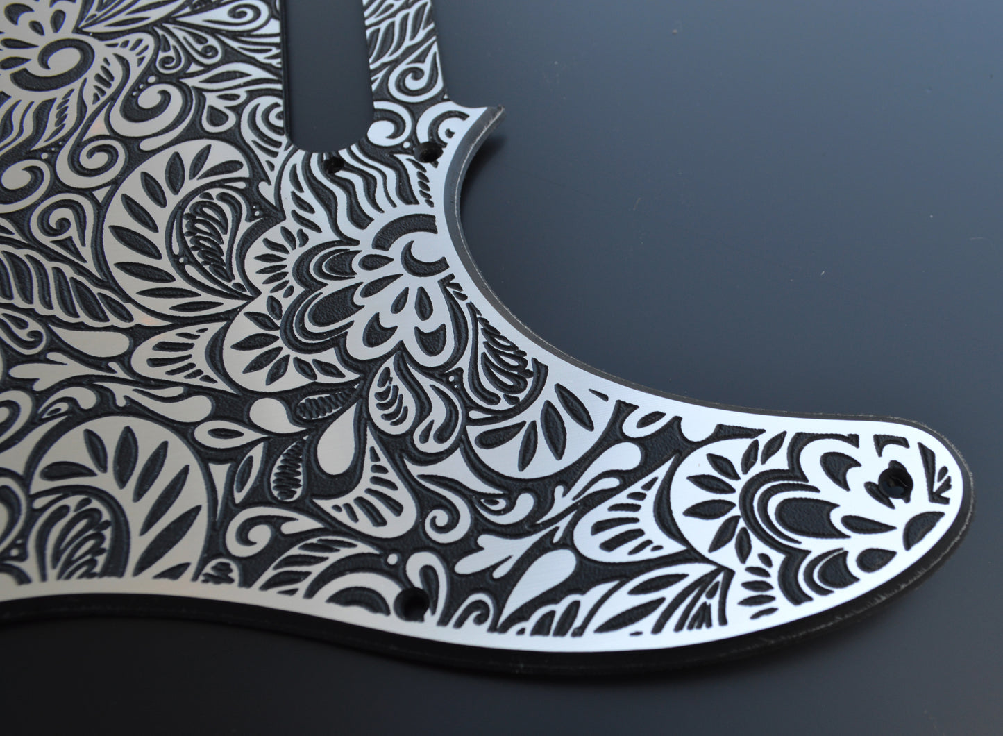 Faux Brushed Aluminum Paisley Laser Engraved Telecaster Pickguard - Industrial Stylish Guitar Art - Custom Made (Copy)