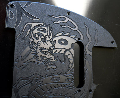Custom Black Tattoo Dragon Textured Pickguard - Fits Fender Telecaster - USA Made