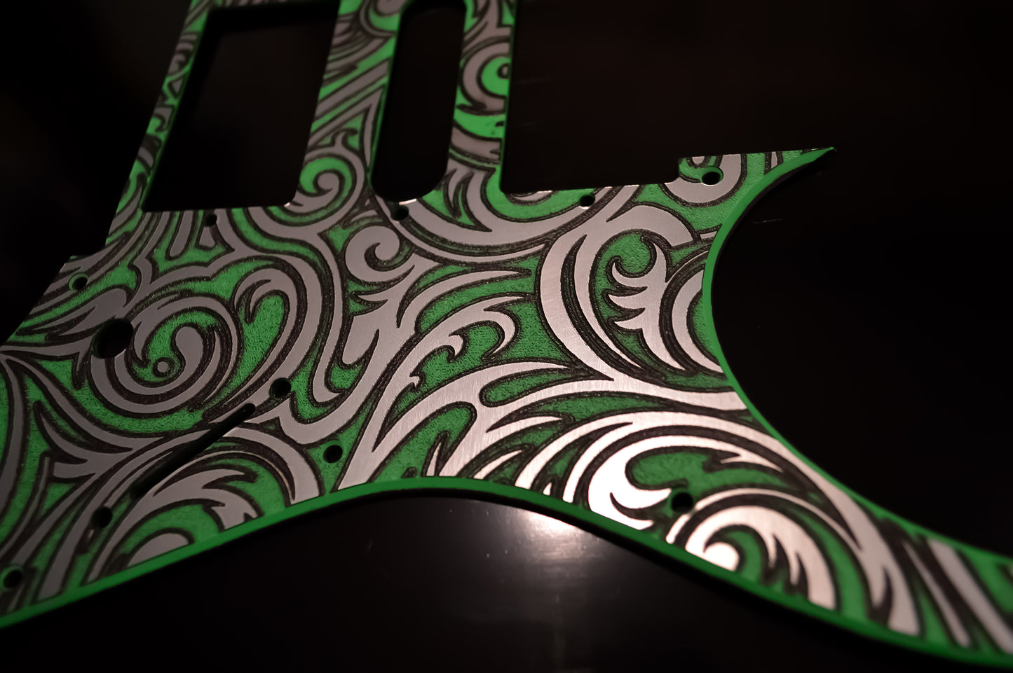 Custom Textured Green tri-color Faux Stainless Steel Pickguard IBANEZ JEM or RG550 Japan - Plastic (Copy)